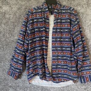 Vintage West Prep Brushpopper Shirt‎ Mens Large Aztec Western Geometric 90s